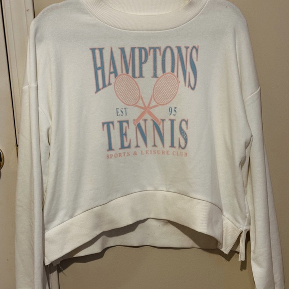 Hamptons Tennis Sports & Leisure Club Sweatshirt - White - Picture 1 of 2